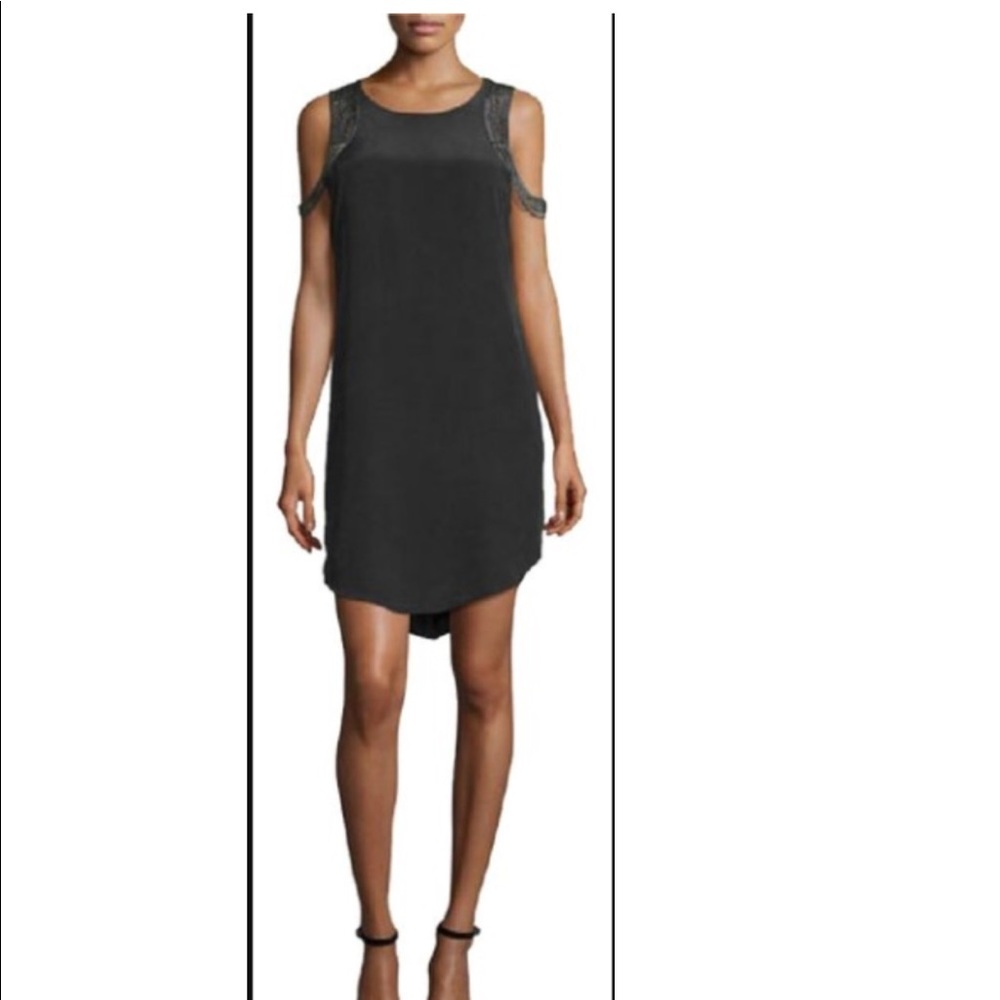Haute Hippie Blue/Grey Silk Shoulder-chain Dress